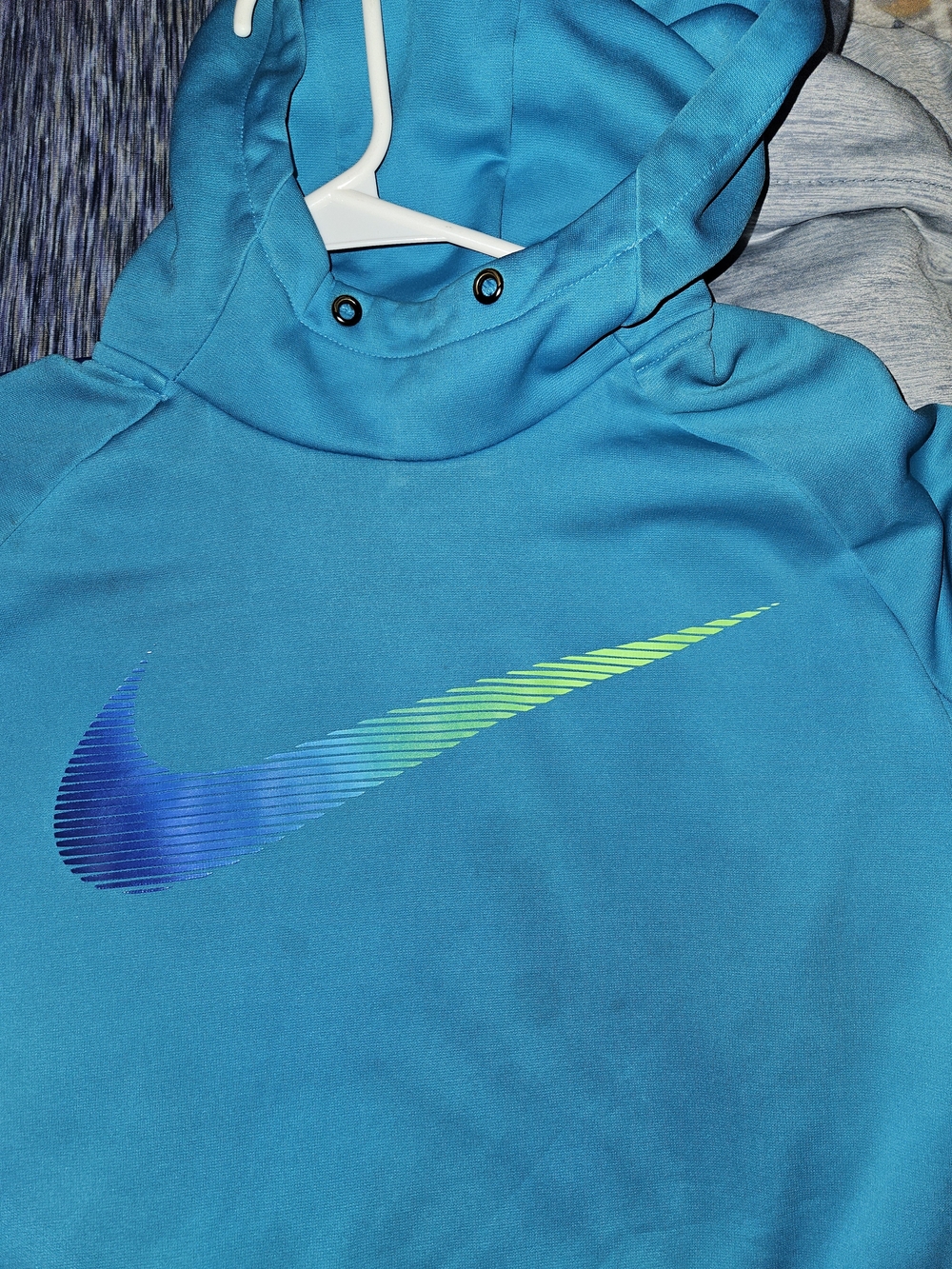 Nike Teal Hoodie Sweatshirt with Blue-to-Green Gradient Swoosh